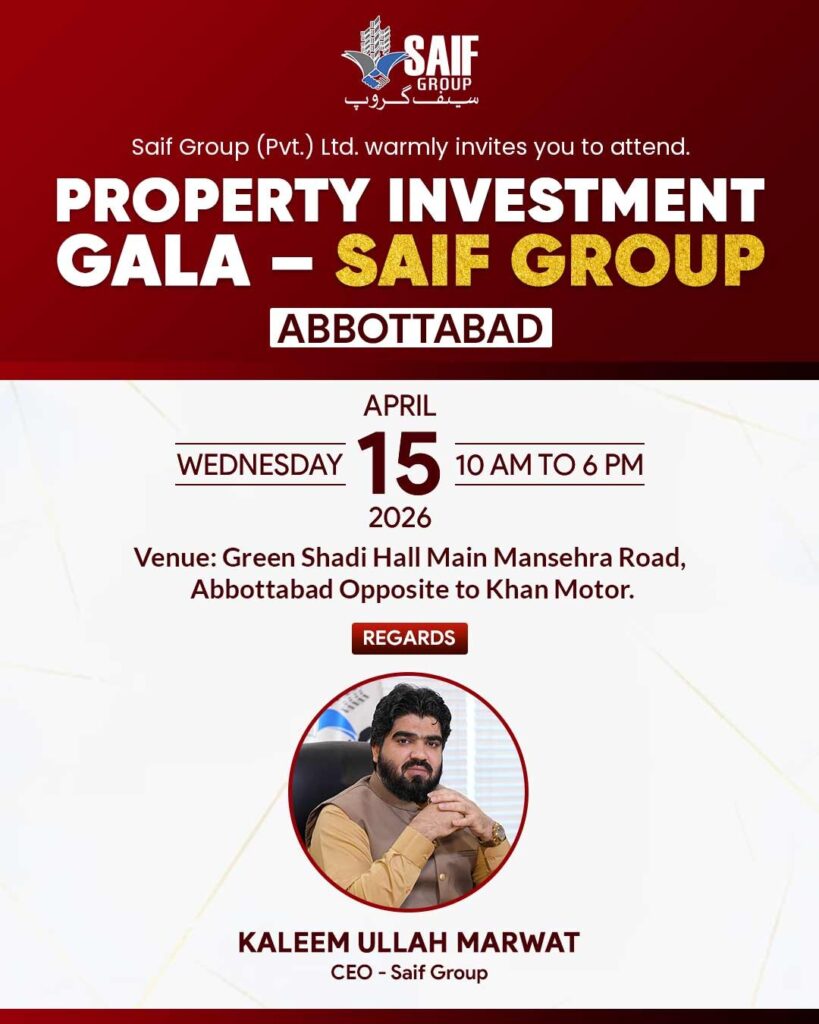 Saif Group Property Investment Gala Invitation – April 15, 2026, Abbottabad