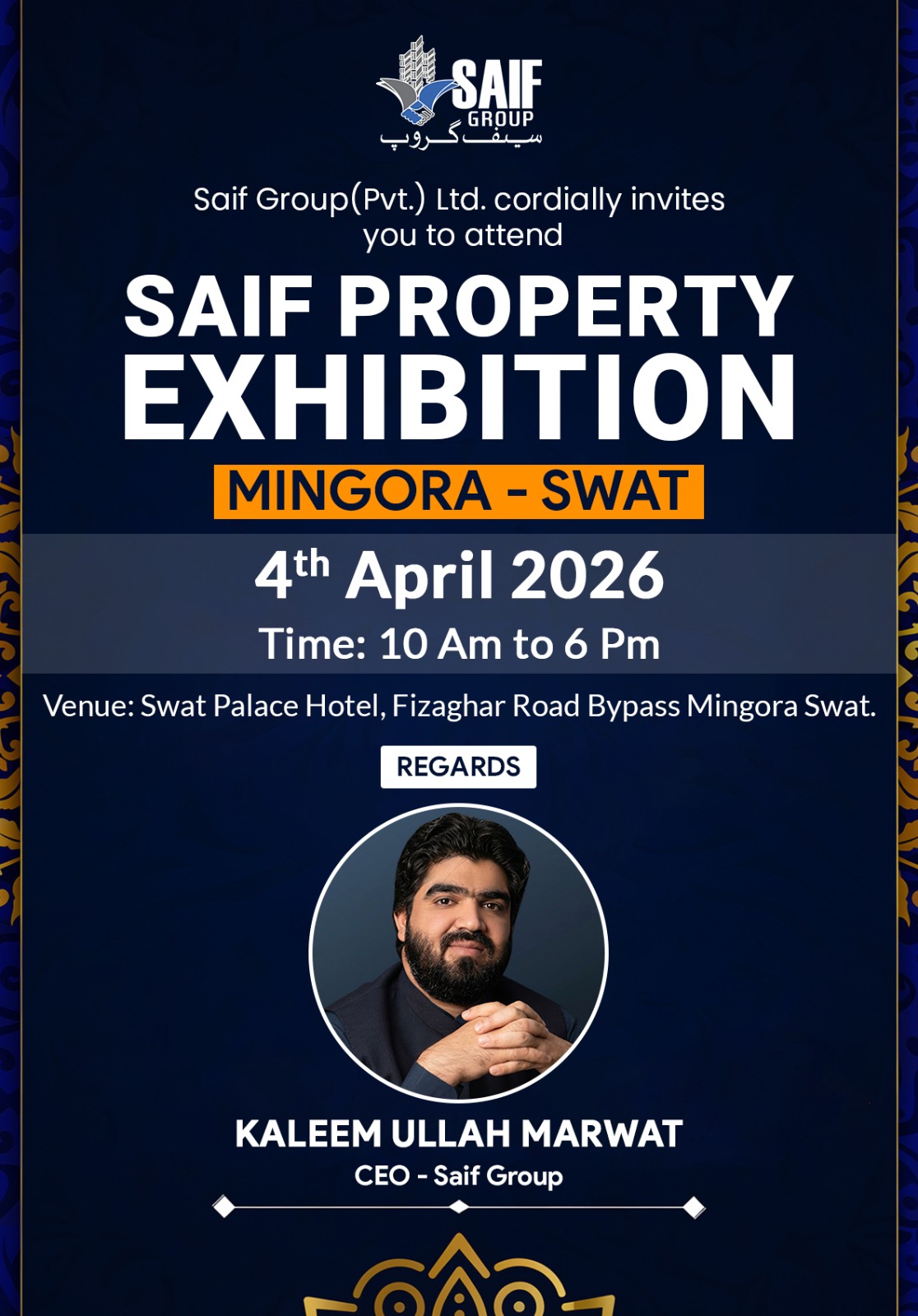 "Swat Palace Hotel - Venue for Saif Property Exhibition in Mingora, Swat"